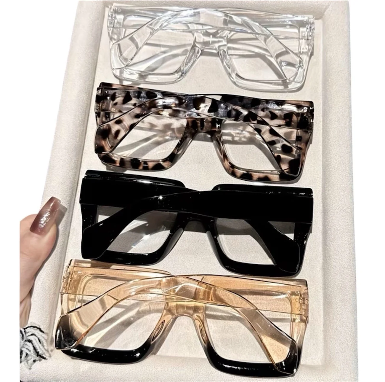 4pcs Oversize Square Full Rim Eyeglass Frames Women