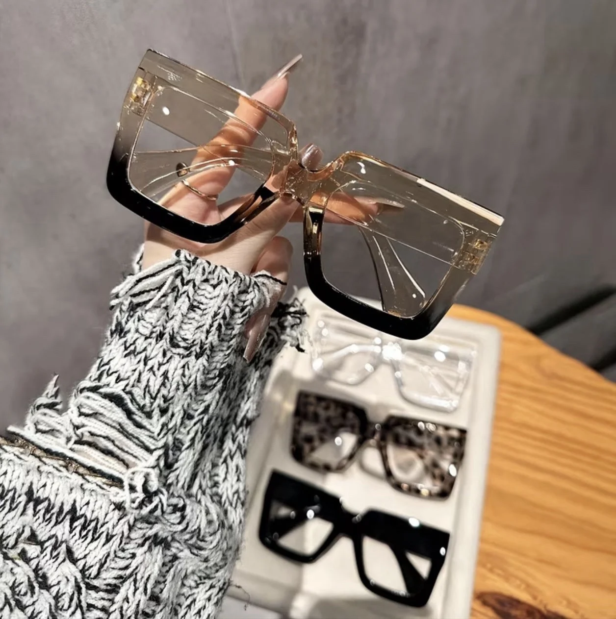 4pcs Oversize Square Full Rim Eyeglass Frames Women 2