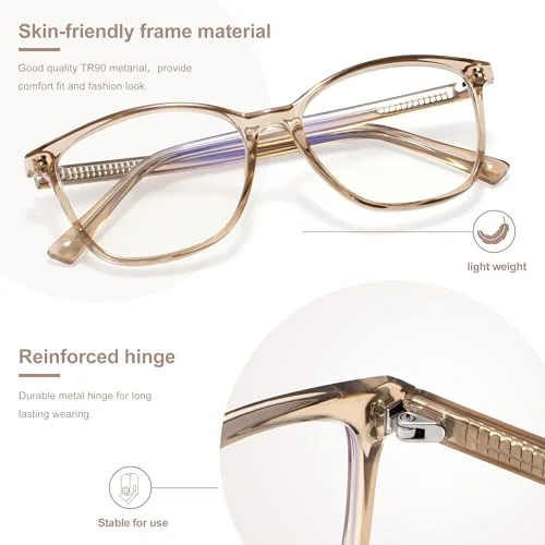 Madison Avenue Blue Light Blocking Glasses Anti Eyestrain UV Glare Blue Light Glasses for Women with Case, TV Phone Computer Gaming Eyeglasses (Coffee Brown) 3