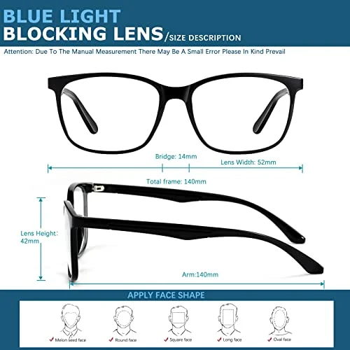 Oilway Blue-Light Blocking Glasses Computer Reading/Gaming/TV/Phones Glasses Fashion Anti Eyestrain Glasses for Women Men 3