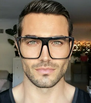Oversized Retro XXL Flat Top Clear Lens Fashion Frames Mens WaYf Eyeglasses 9688